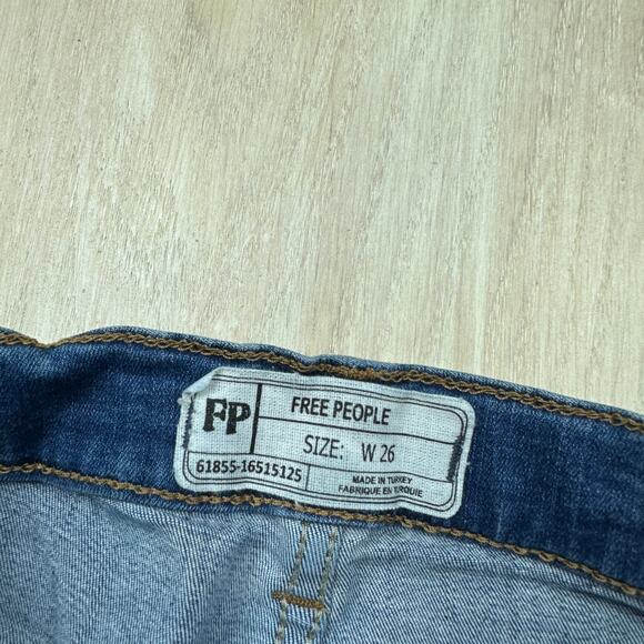 Free People Blue Distressed High Rise Fray Ankle Casual Skinny Denim Jeans 26 - Picture 10 of 15